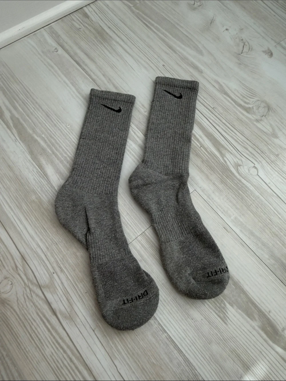 Nike Grey Athletic Crew Socks with Black Swoosh